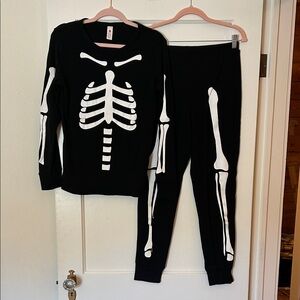 100% Cotton Black Womens Jumpsuit with White Skeleton Design
